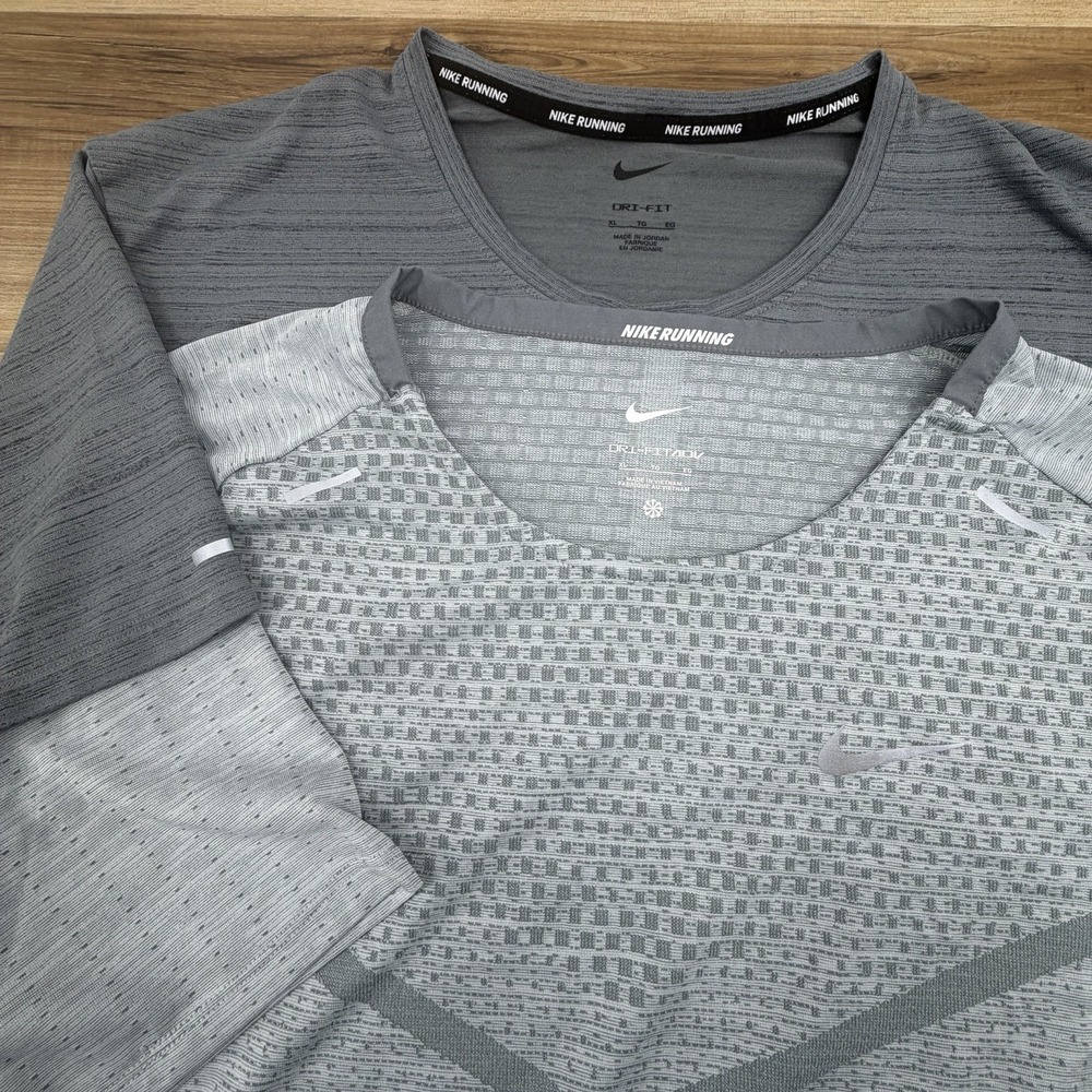 Lot of 2 Nike Running Dri-Fit ADV Short Sleeve Athletic T Shirt Men's XL Gray